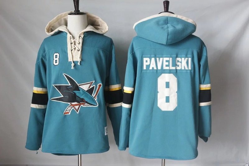 Men's San Jose Sharks #8 Joe Pavelski Teal Green Jersey Speedwick Pullover Hoodie