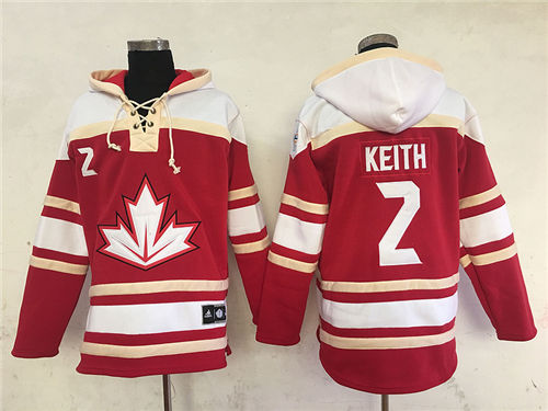 Men's Team Canada #2 Duncan Keith Red Old Time 2016 World Cup of Hockey Hockey Hoodie