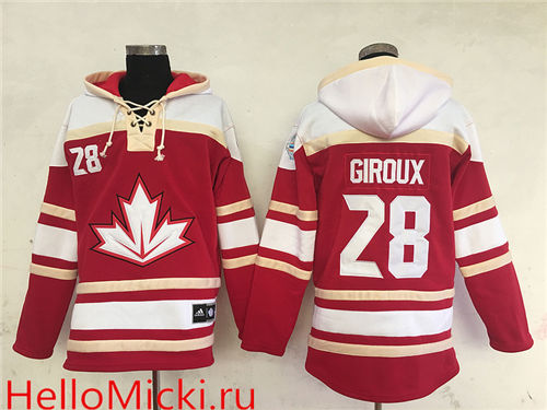 Men's Team Canada #28 Claude Giroux Red Old Time 2016 World Cup of Hockey Hockey Hoodie