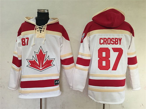 Men's Team Canada #87 Sidney Crosby White Old Time 2016 World Cup of Hockey Hockey Hoodie