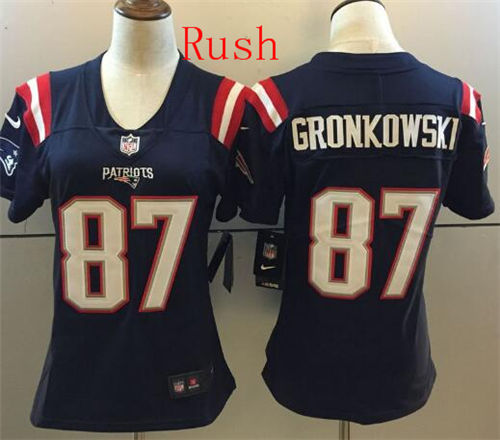 Women's New England Patriots #87 Rob Gronkowski Navy Blue 2016 Color Rush Stitched NFL Nike Limited Jersey