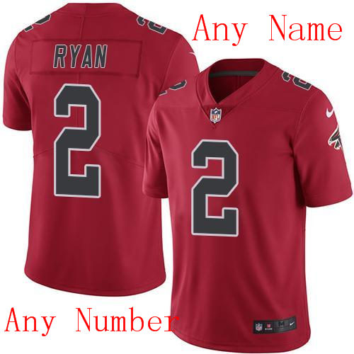 Men's Custom Atlanta Falcons Nike Red Color Rush Game Personal Adults Football Jersey