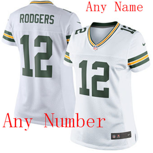 Women's Custom Green Bay Packers Nike White Color Rush Limted Lady Personal Football Jersey