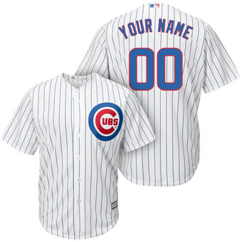 Men's Custom Chicago Cubs Majestic White Royal Cool Base Personal Baseball Jersey