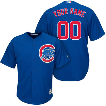 Men's Custom Chicago Cubs Majestic Royal Cool Base Personal Baseball Jersey