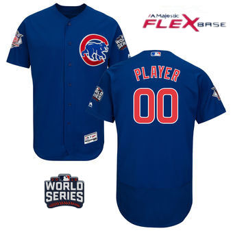 Men's Custom Custom Chicago Cubs Majestic Royal Blue 2016 World Series Bound Home Personal Authentic Flex Base Baseball Jersey