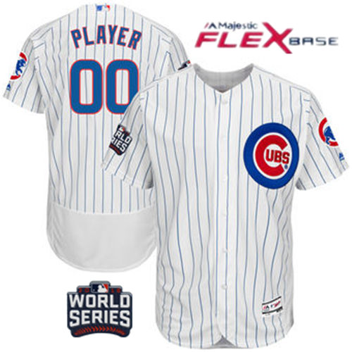 Men's Custom Chicago Cubs Majestic White 2016 World Series Bound Home Personal Authentic Flex Base Baseball Jersey