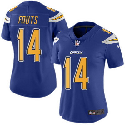 Women's San Diego Chargers #14 Dan Fouts Royal Blue 2016 Color Rush Stitched NFL Nike Limited Jersey