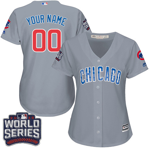 Women's Custom Chicago Cubs Majestic Home White 2016 World Series Bound Home Personal Cool Base Lady Baseball Jersey