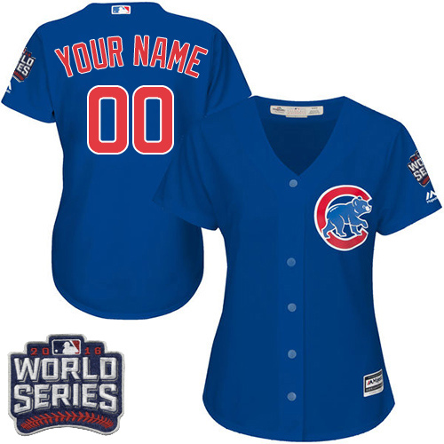 Women's Custom Chicago Cubs Majestic Royal Blue 2016 World Series Bound Home Personal Cool Base Lady Baseball Jersey