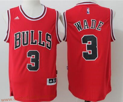 Women's Chicago Bulls #3 Dwyane Wade Red Stitched NBA Adidas Swingman Jersey