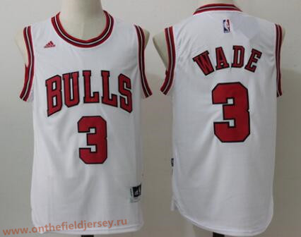 Women's Chicago Bulls #3 Dwyane Wade White Stitched NBA Adidas Swingman Jersey