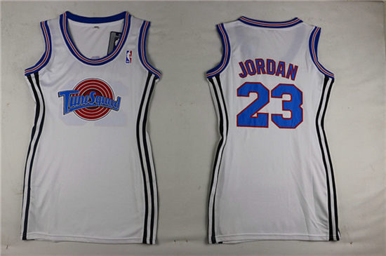 Women's The Movie Space Jam #23 Michael Jordan White Dress