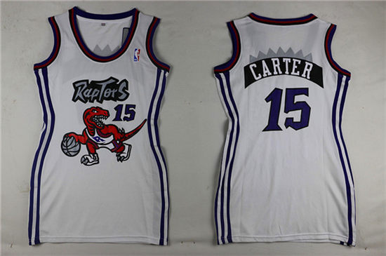 Women's Toronto Raptors #15 Vince Carter White Dress