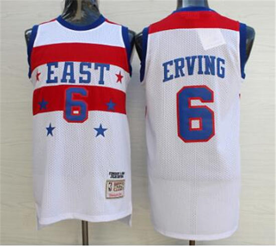 Men's Philadelphia 76ers #6 Julius Erving 1980 East All star White Throwback Baseketball Jersey