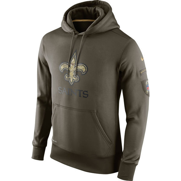 Men's New Orleans Saints Team Logo Green Stitched Nike Olive Salute To Service Hoodie