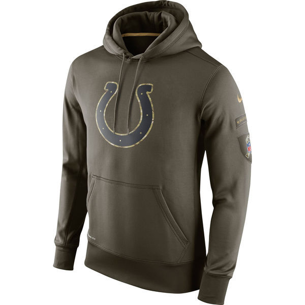 Men's Indianapolis Colts Team Logo Green Stitched Nike Olive Salute To Service Hoodie