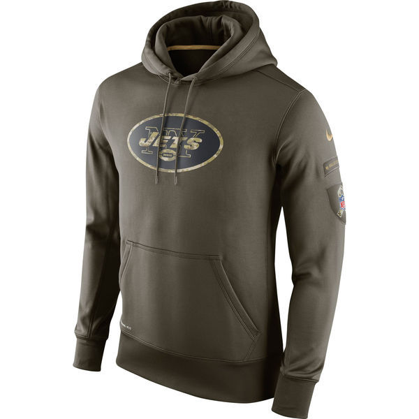 Men's New York Jets Team Logo Green Stitched Nike Olive Salute To Service Hoodie