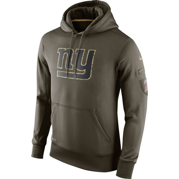 Men's New York Giants Team Logo Green Stitched Nike Olive Salute To Service Hoodie