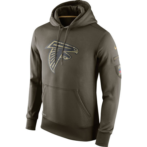 Men's Atlanta Falcons Team Logo Green Stitched Nike Olive Salute To Service Hoodie