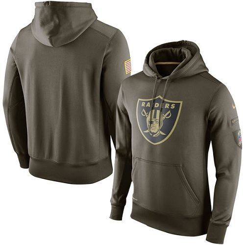 Men's Oakland Raiders Team Logo Green Stitched Nike Olive Salute To Service Hoodie
