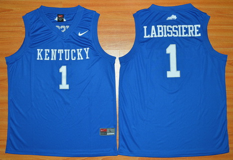 Men's Kentucky Wildcats #1 Skal Labissiere Royal Blue College Basketball Jersey