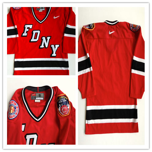 Men's FDNY Red Nike 2001 Hockey Jersey