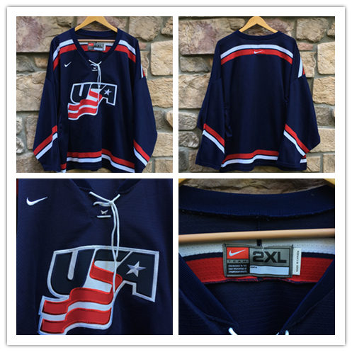 Men's Team USA Olympic 2000’s Navy Blue Hockey Jersey