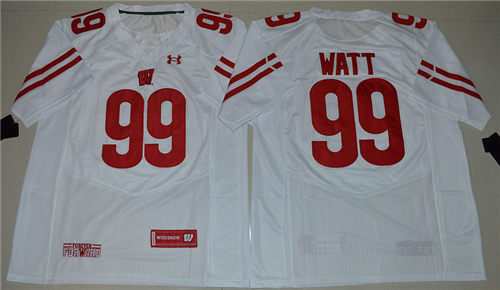 Men's Wisconsin Badgers #99 J. J. Watt College Under Armour Football Jersey - White