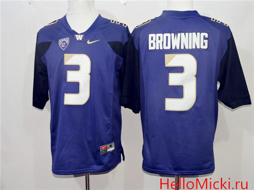 Men's Washington Huskies #3 Jake Browning Blue Limited Stitched College Football 2016 Nike NCAA Jersey