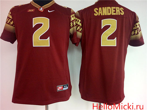 Women's Florida State Seminoles #2 Deion Sanders Red College Football Nike NCAA Jersey