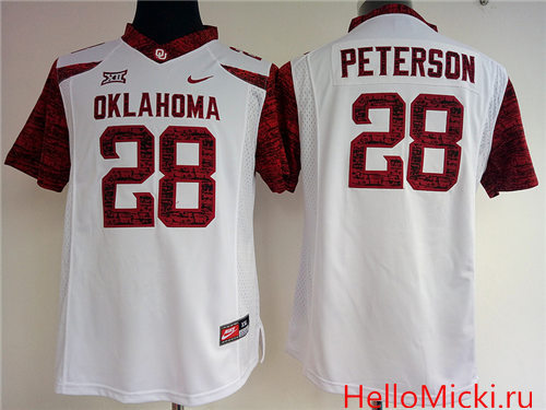 Women's Oklahoma Sooners #28 Adrian Peterson White 2016 College Football Nike Jersey

