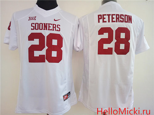 Women's Oklahoma Sooners #28 Adrian Peterson White Limited College Football Nike Jersey
