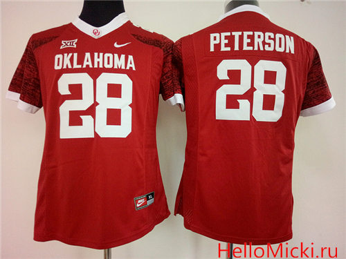 Women's Oklahoma Sooners #28 Adrian Peterson Red Limited College Football 2016 Nike NCAA Jersey