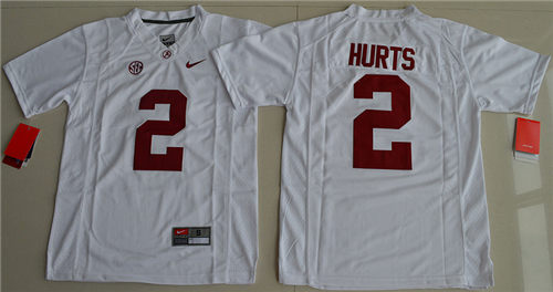 Youth Alabama Crimson Tide #2 Jalen Hurts White Nike Limited College Football Jersey