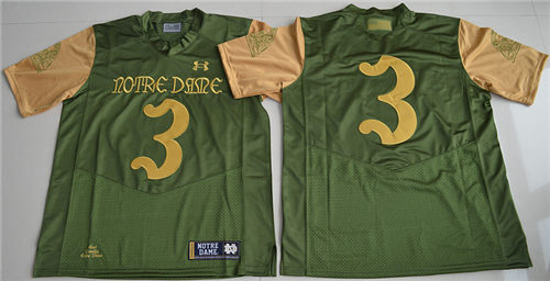 Men's Notre Dame Fighting Irish #3 Joe Montana 2016 Shamrock Series Under Armour Premier College Football Jersey - Olive Green