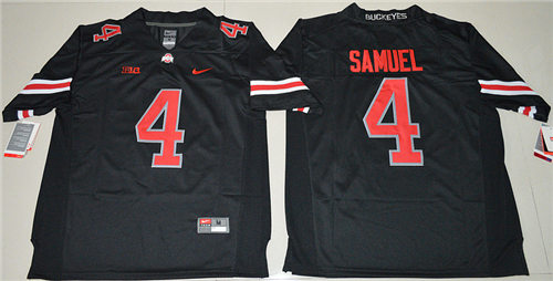 Men's Ohio State Buckeyes #4 Curtis Samuel College Football Jersey - Blackout