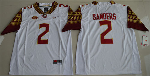 Men's Florida State Seminoles #2 Deion Sanders 2016 College Football Limited Jersey - White