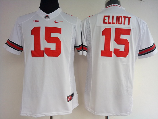 Women's Ohio State Buckeyes #15 Ezekiel Elliott White Limited College Football Nike NCAA Jersey