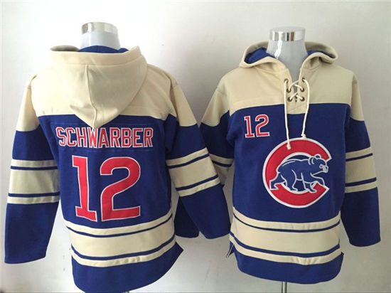 Men's Chicago Cubs #12 Kyle Schwarber Royal Blue Baseball Hoodie
