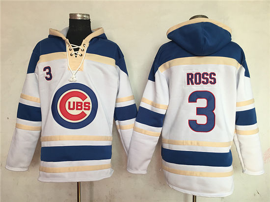 Men's Chicago Cubs #3 David Ross White Home  Stitched MLB Baseball Hoodie
