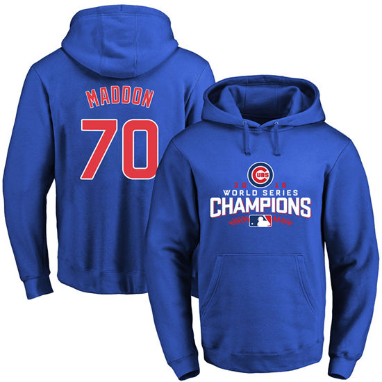 Men's Chicago Cubs #70 Joe Maddon Royal 2016 World Series Champions Walk Pullover Hoodie