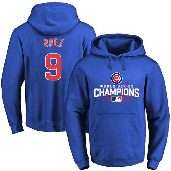 Men's Chicago Cubs #9 Javier Baez Royal 2016 World Series Champions Walk Pullover Hoodie