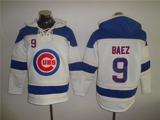 Men's Chicago Cubs #9 Javier Baez White Home  Stitched MLB Baseball Hoodie