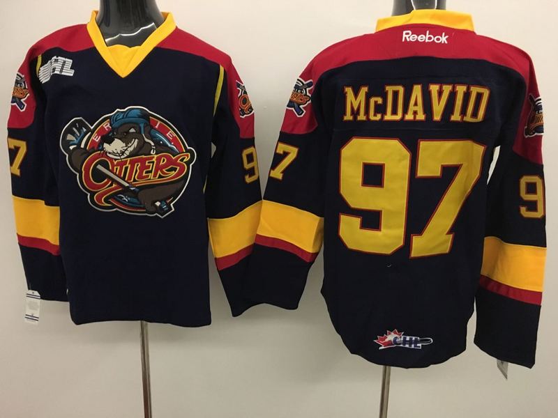 Men's Erie Otters #97 Connor McDavid Black Stitched OHL Hockey Jersey