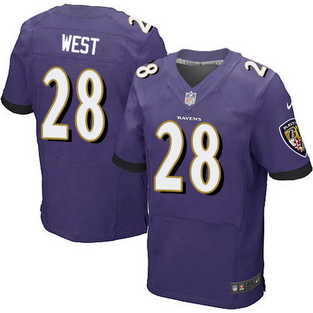 Men's Baltimore Ravens #28 Terrance West Purple Team Color Stitched Nike Elite Jersey