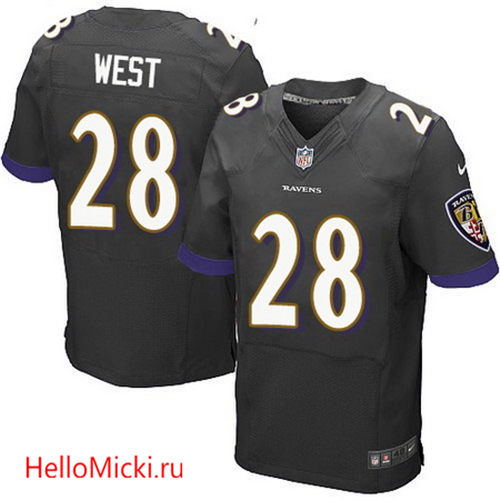 Men's Baltimore Ravens #28 Terrance West Black Alternate Nike Elite Jersey