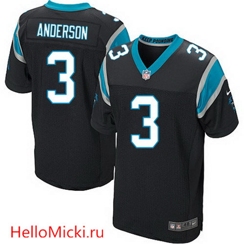 Men's Carolina Panthers #3 Derek Anderson Black Team Color Nike Elite Jersey