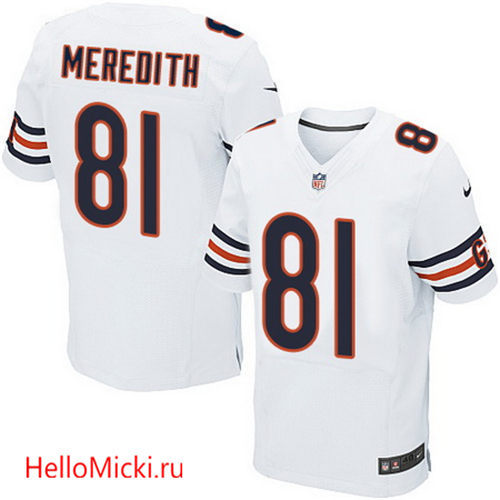 Men's Chicago Bears #81 Cameron Meredith White Road Nike Elite Jersey