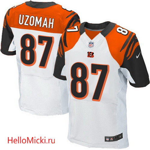 Men's Cincinnati Bengals #87 C.J. Uzomah White Road Nike Elite Jersey